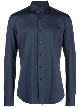 Xacus Blue Cotton Slim Fit Shirt