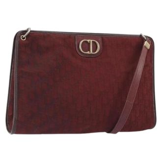 Dior Pre-owned Vintage Trotter Canvas Shoulder Bag - Dames - Pre-owned - Rood - Maat: ONE Size Leer