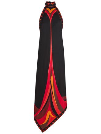 Pucci Printed Halterneck Silk-twill Midi Dress - Orange - 44 (UK12 / M)