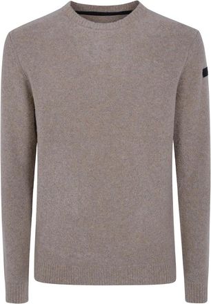 Roberto Ricci Design Boucl&eacute; Ronde Gebreide Trui - Heren - Ronde hals truien - Beige - S - Wol - Truien & Vesten