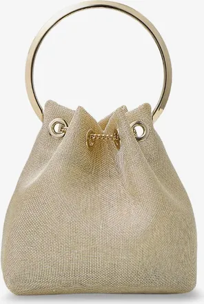 Jimmy Choo London Womens Bucket Bag Bon Gold Polyester