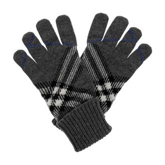 Burberry Check Cashmere Blend Handschoenen - unisex - Accessoires - Grijs - Maat: M/L Kasjmier