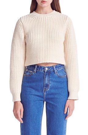 English Factory Crewneck Crop Sweater in Cream at Nordstrom, Size X-Small