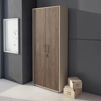 Dmora Armario Multiuso 2 Puertas Saponara, 4 Estantes, 2 Puertas, 5 Compartimentos, 79x188h Cm Beige
