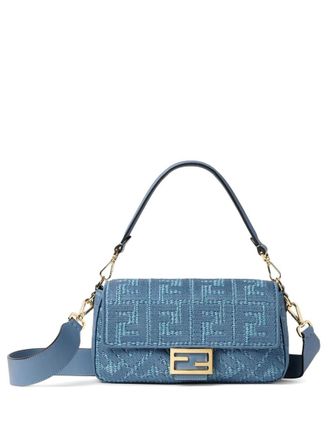 Fendi Blue Logo Medium Shoulder Bag