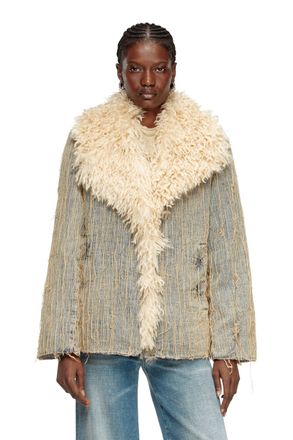 Diesel Jacket in floating-thread jacquard denim - Denim Jackets - Woman - Blue