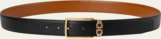 Ferragamo Mens Reversible Hammered Calfskin Gancini-Loop Belt
