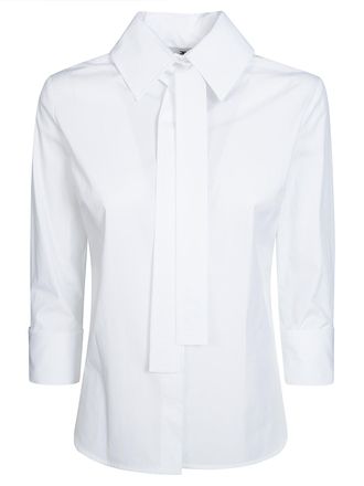 Elisabetta Franchi White Cotton-Blend Tailored Shirt