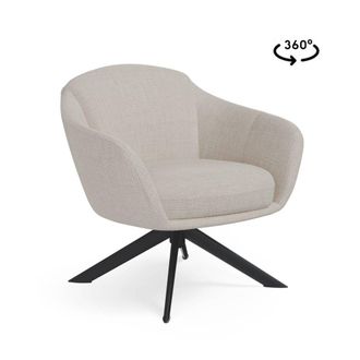 Koketto Home Butaca baja giratoria patas negras y tela elegante beige