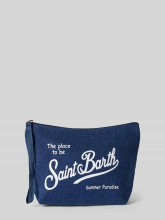 MC2 Saint Barth Kosmetiktasche aus Leinen mit Statement-Print Modell ALINE in Dunkelblau, Gr&ouml;&szlig;e 1