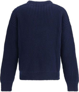 Jil Sander Mens Waffle Knit Long Sleeve Top - Dark Blue Cotton - Size EU 48 (Mens)
