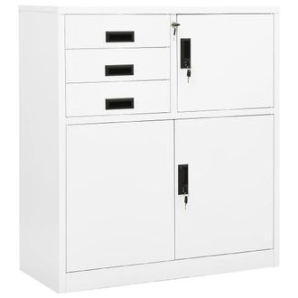 Berkfield Home Office Cabinet White 90x40x102 cm Steel | Size: 90 x 40 x 102 cm