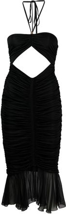 Blumarine cut-out pleated midi dress - women - Viscose/Polyamide/Elastane/Silk - 42 - Black