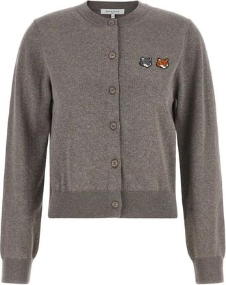 Maison Kitsun&eacute; C&aacute;rdigan Regular Doble Cabeza de Zorro - Knitwear - Mujer - Gris - S
