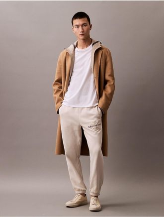 Calvin Klein Mens Archive Logo Fleece Joggers - White - M