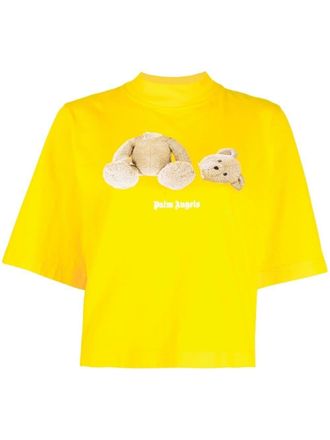 Palm Angels T-shirt met logoprint - Geel