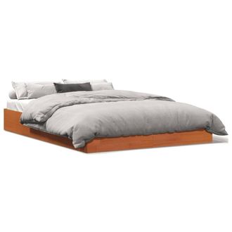 Berkfield Home Bed Frame without Mattress Wax Brown 120x200 cm Solid Wood Pine | Size: Small Double