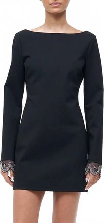Staud Hunter Beaded Cuff Minidress In Black