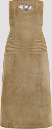 Diesel Brown De-Vildress-FSF Cotton Midi Dress