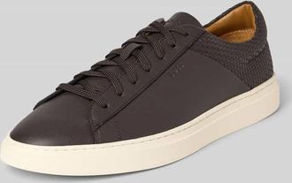 HUGO BOSS Low Top Sneaker aus Leder-Mix Modell KIERANN_TENN_IWVPU in Dunkelbraun, Gr&ouml;&szlig;e 40