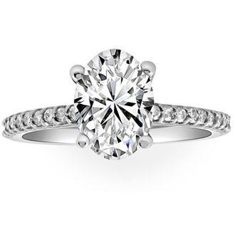 Pompeii3 2 1/2Ct Oval Lab Grown Diamond Engagement Ring in 14k White or Yellow Gold