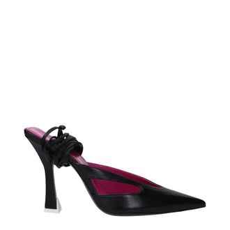 The Attico Black Leather Stiletto Heel Womens Sandals