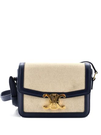 Celine Triomphe Shoulder Bag Canvas with Leather Teen crossbody bag - Blauw