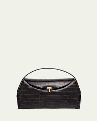 Toteme T-Lock Croc-Embossed Top-Handle Bag
