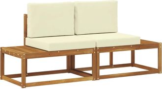 vidaXL Sof&aacute; De Esquina Exterior Con Coj&iacute;n 2 Pieza Natural Y Crema Vidaxl