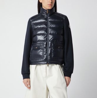 Moncler Felpa con zip imbottita blu navy