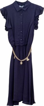 Fracomina Abito Regular Chemisier Midi - Dames - Shirt Kleedjes - Blauw - L - Kleedjes