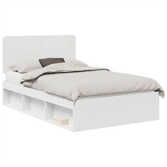 vidaXL Bed Frame with Headboard White 120 x 190 cm Solid Pine Wood vidaXL