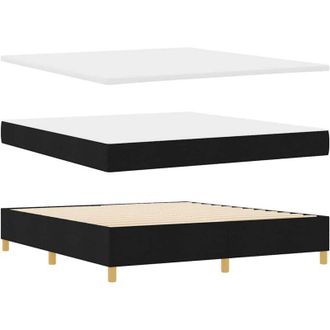 vidaXL Cama Tipo Box Spring Con Colch&oacute;n Negro 180 X 200 Cm Tela Vidaxl