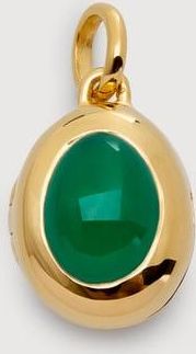 Monica Vinader Gold May Birthstone Locket Green Onyx