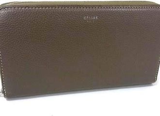Celine Grayish Yellow Leather Long Wallet (Bi-Fold) (Pre-Owned)