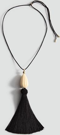 Mango Collana lunga con cordino e frangia marrone - Donna - Taglia unica - MANGO