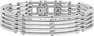 Pompeii3 Mens Steel Single tone 13.5mm Link Flexible Clasp 8.5 Bracelet
