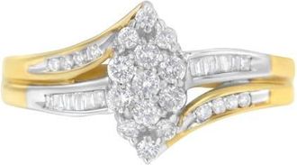House of Brilliance 10K Gold 1/2Ctw Diamond Marquise Shaped Cluster Split Shank Ring in Yellow Gold at Nordstrom, Size 8
