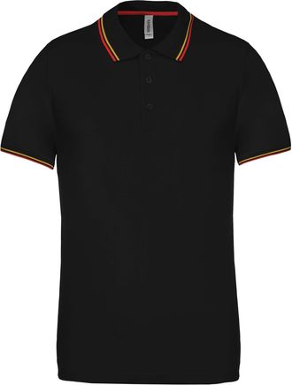 Kariban Mens Short-Sleeved Polo Shirt - Black/Red/Yellow, L, Men