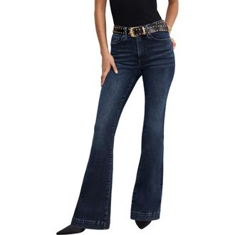 Good American Always Fits Good Distressed Flare Jeans in Indigo744 at Nordstrom Rack, Size 28-32