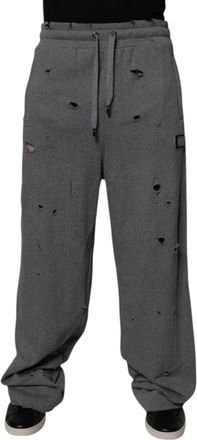 Dolce & Gabbana Mens Gray Cotton Ripstyle Straight Sweatpants Pants