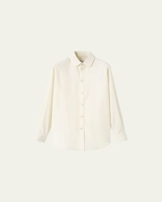 Loro Piana Thea Penny-Collar Silk Button-Down Shirt