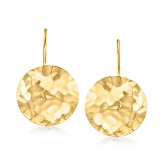 Ross-Simons 14kt Yellow Gold Hammered Disc Drop Earrings