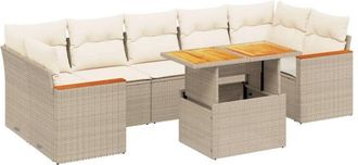 vidaXL Vidaxl - Juego De Sof&aacute;s De Jard&iacute;n Con Cojines Beige 8 Pzas Rat&aacute;n Pe