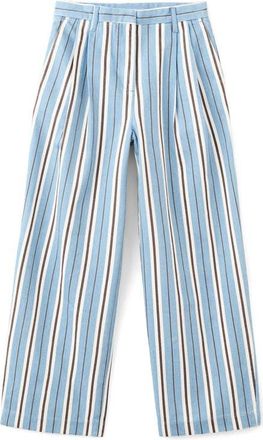 Mango Stripe Wide Leg Pants in Sky Blue at Nordstrom, Size 12