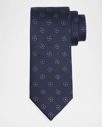 Brioni Men & apos;s Medallion Jacquard Silk Tie