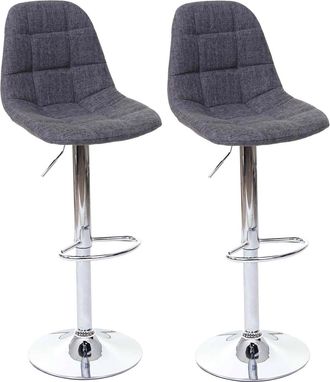 Hhg Hhg - Nunca Usado] Juego De 2 Taburetes De Bar 356, Taburete De Bar Taburete De Mostrador, Certificado Mvg, Gris, Textil