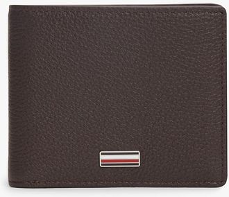 Tommy Hilfiger Mens Pebbled Leather Bifold Wallet - Brown