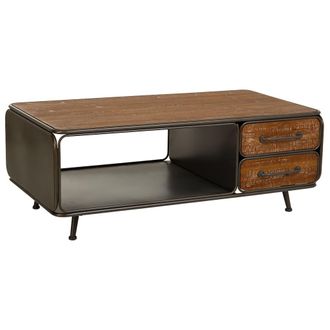 Wanderlust Deco Mesa De Centro De Madera Y Metal Negra 120x64x46