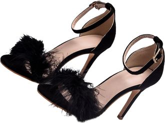 Yarnow Ultra High Heels Women Pumps Open Toe Lady Heels Comfortable Work Party Sandals with Classic Chic Design for Formal Occasions and Shopping Black